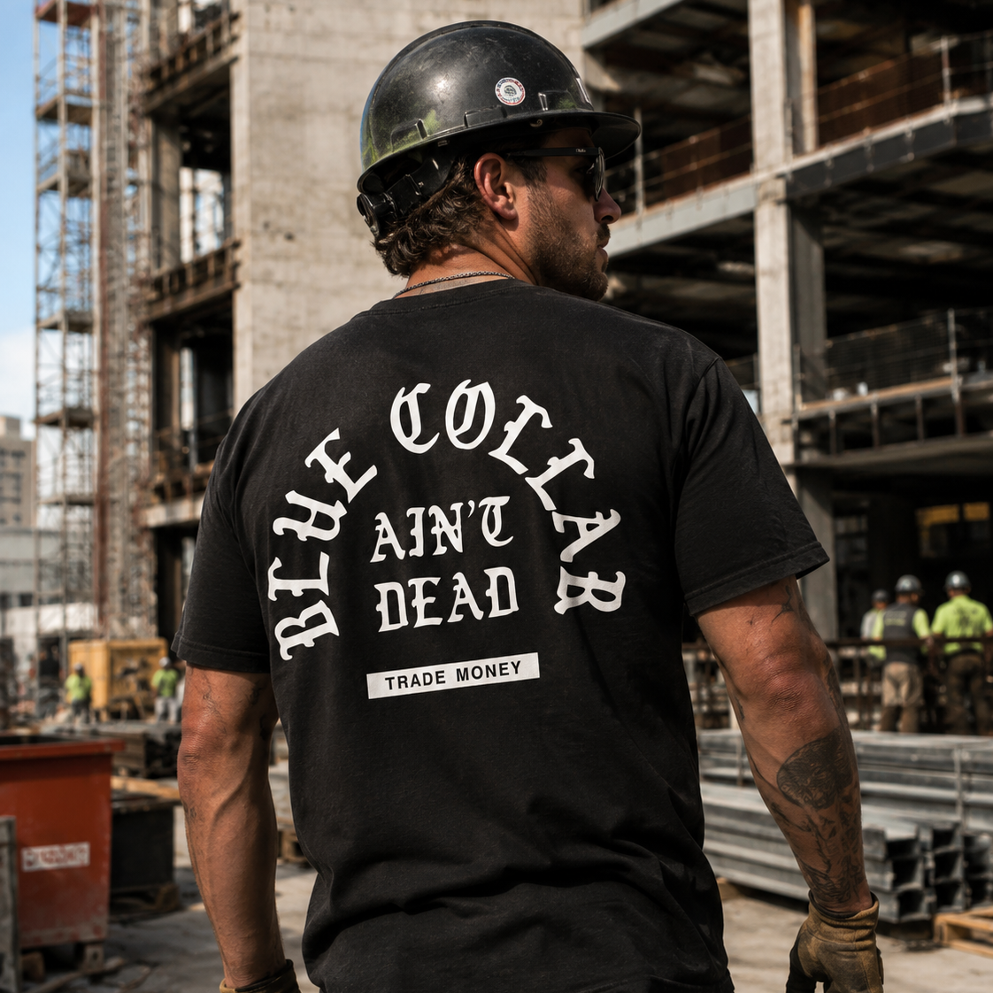 Blue Collar Aint Dead Heavy Tee, Faded Black