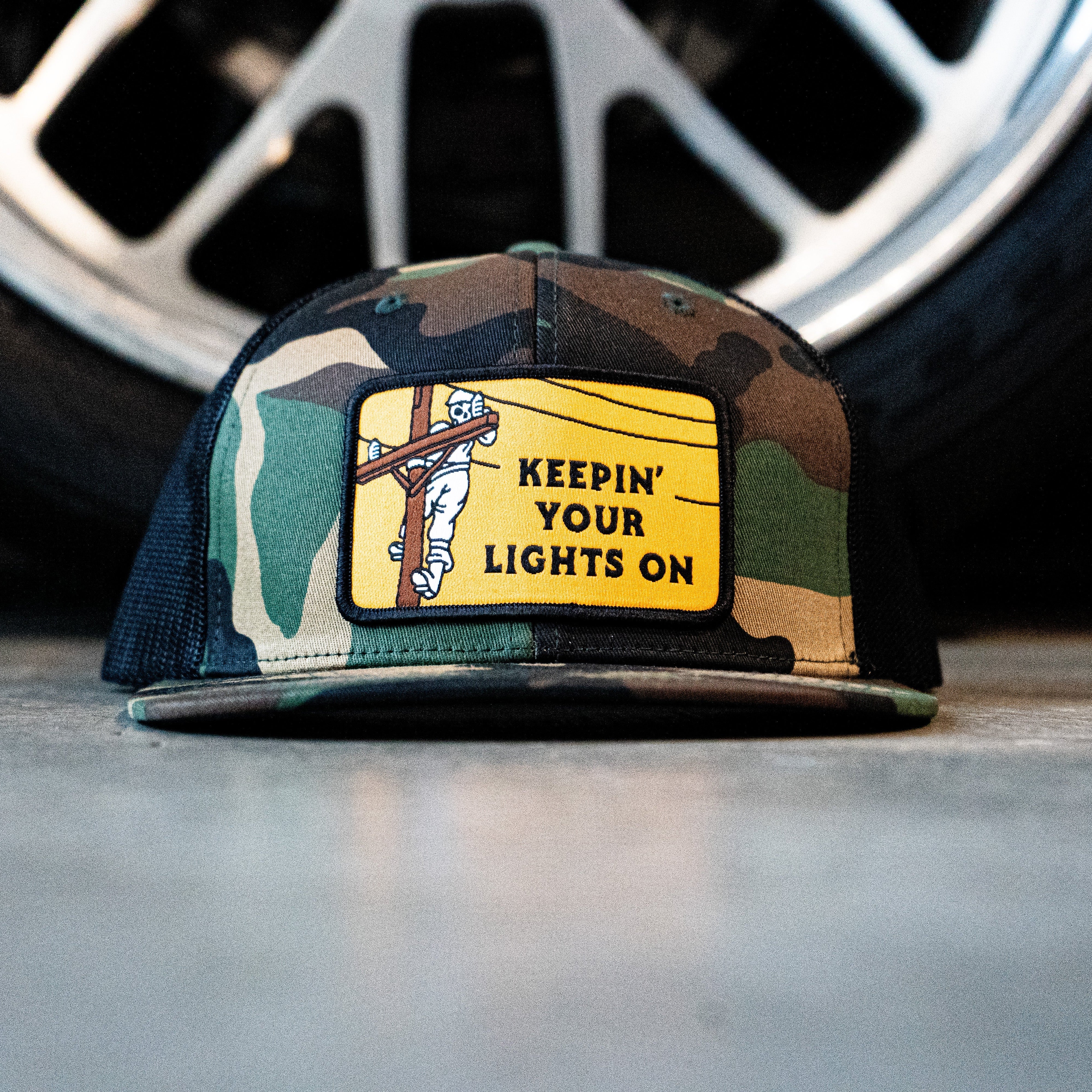 Keepin' Your Lights On Meshback, Camo & Black