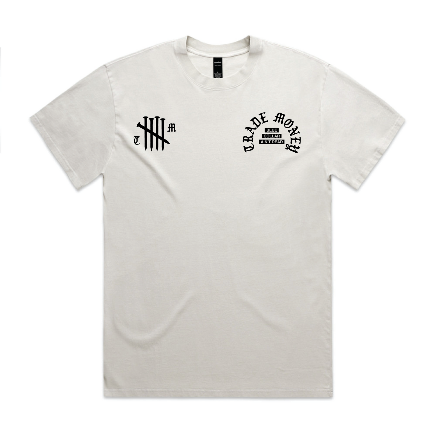 Blue Collar Aint Dead Heavy Tee, Faded White