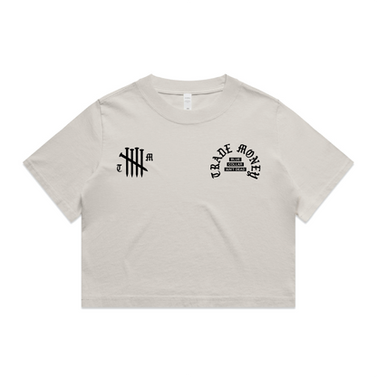 Blue Collar Aint Dead Crop Top, Faded White